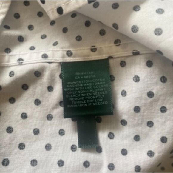 Lauren Ralph Lauren‎ Womens Non Iron Button Up Shirt White Polka Dot Size Small - Picture 4 of 4